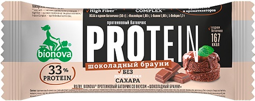 Bionova Батончик Протеиновый Шоколадный брауни 50г