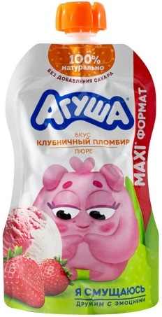 Агуша Пюре Клубничный пломбир 160г Пауч
