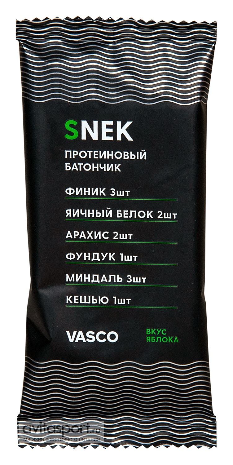 Vasco Snek Батончик протеиновый 45,0 г. вкус яблока