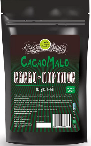Cacao Malo Какао порошок 200г натуральный Дары Памира