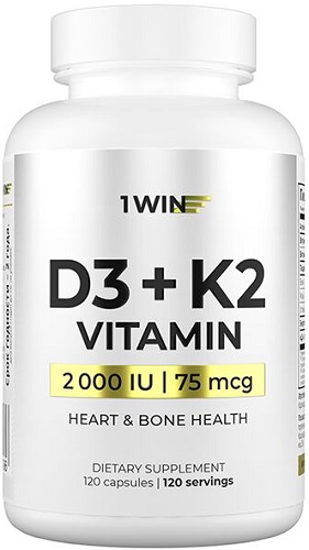 1WIN Витамин Д3+К2 2000МЕ №120капс  &