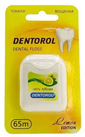 Зубная нить вощеная Dentorol Лимон 65м