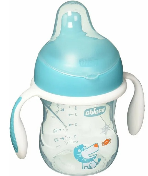 Поильник 6м+ CHICCO Training Cup 200мл Непроливайка  синий / зеленый