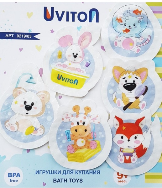 Набор для купания на присосках 6шт Лесные животные UVITON 6м+ арт.0219/01