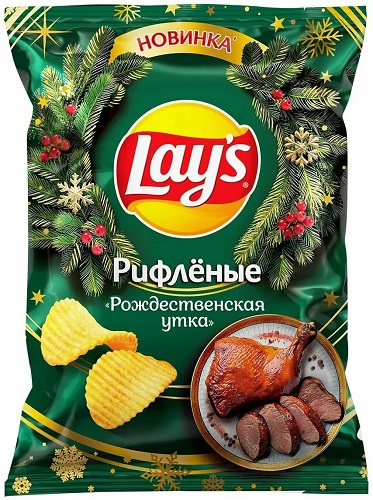 Чипсы Lays Рифленые Рождестенская утка 105г  &