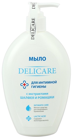 Мыло жидкое для интимной гигиены с экстрактом Шалфея и Ромашки 270 мл DELICARE#