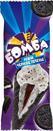 Мороженое Бомба Рожок Черное печенье 125г  змж