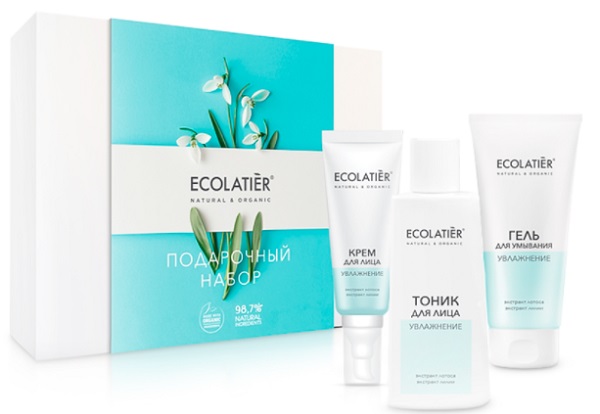 Подарочный набор Face Care гель для умывания 100 мл тоник 150 мл крем для лица 50 мл ECOLATIER