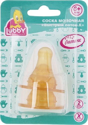 Соска Латексная LUBBY  на уз/г 6м+ (2шт) арт.12011