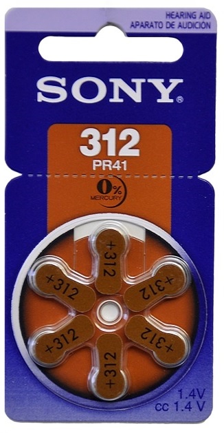 Батарейка SONY код 312 ( 6 шт ) ( PR41 ) 1,4V Т/Д (Упаковка)