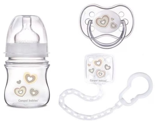 CANPOL BABIES Набор антиколиковый Newborn baby бутылочка + пустышка+клипса 