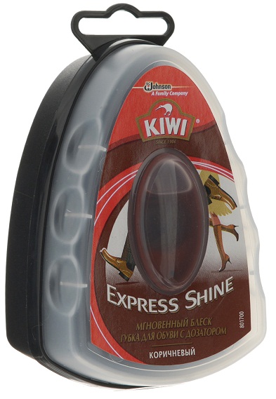KIWI Экспресс Губка для обуви с дозатором Коричневая 630731