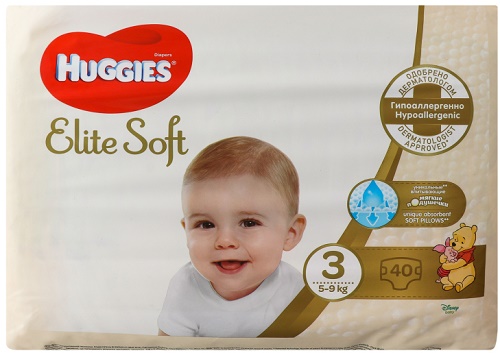 Подгузники для детей HUGGIES ELITE SOFT №3 (5-9кг) 40шт