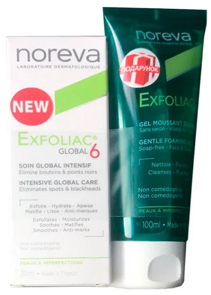 Noreva Exfoliac набор Global крем 30 мл + гель очищающий 100 мл