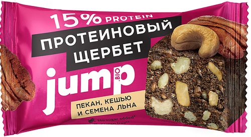 Щербет протеиновый Jumpbio Орех пекан,кешью,сем.льна 50г