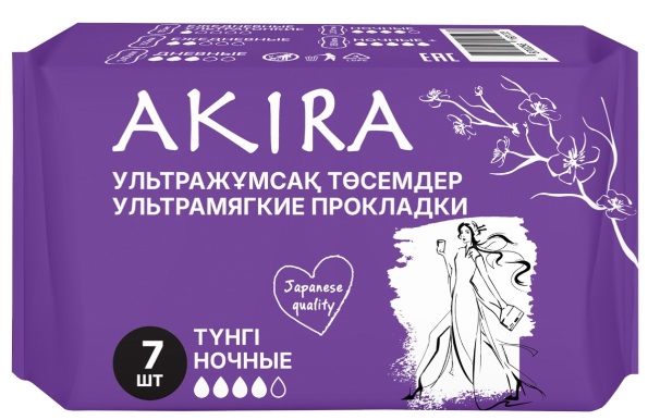 AKIRA Прокладки ночные 4капели 7шт