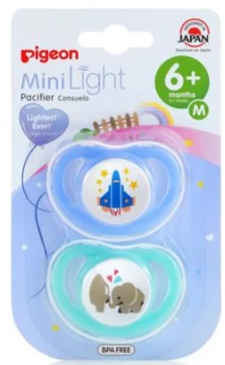 Соска-Пустышка Силиконовая PIGEON Mini Light 6м+ Ракета и Слоники 2шт