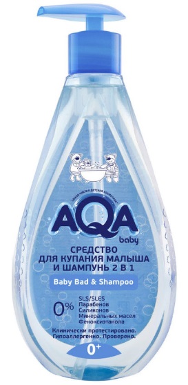 AQA baby Средство для купания малыша и шампунь 2в1 400 мл