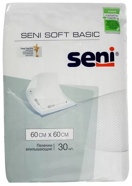 Пеленки одноразовые 60*60см 30 шт SENI Soft Basic (Упаковка)