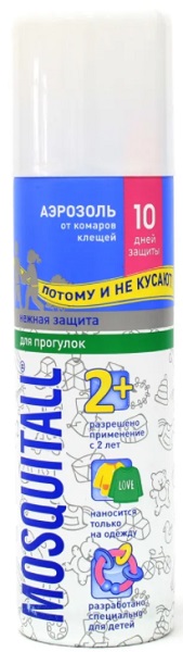 Репеллент Аэрозоль от Коморов и Клещей нежный детский MOSQUITALL 150 мл