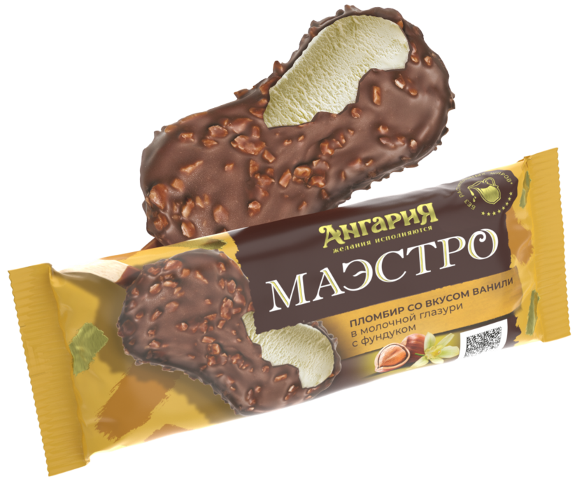 Ангария Мороженное Эскимо Маэстро Пломбир со вкусом ванили 15% 80г