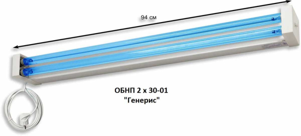 Облучатель бактерицидный ГЕНЕРИС ОБНП 2 х 30-01 (2 лампы) Настенный