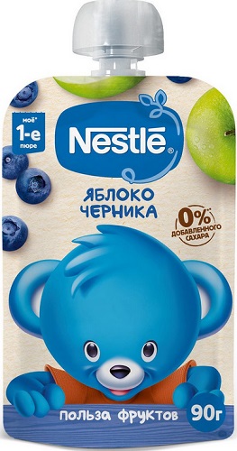 Нестле Пюре Яблоко Черника 90г пауч