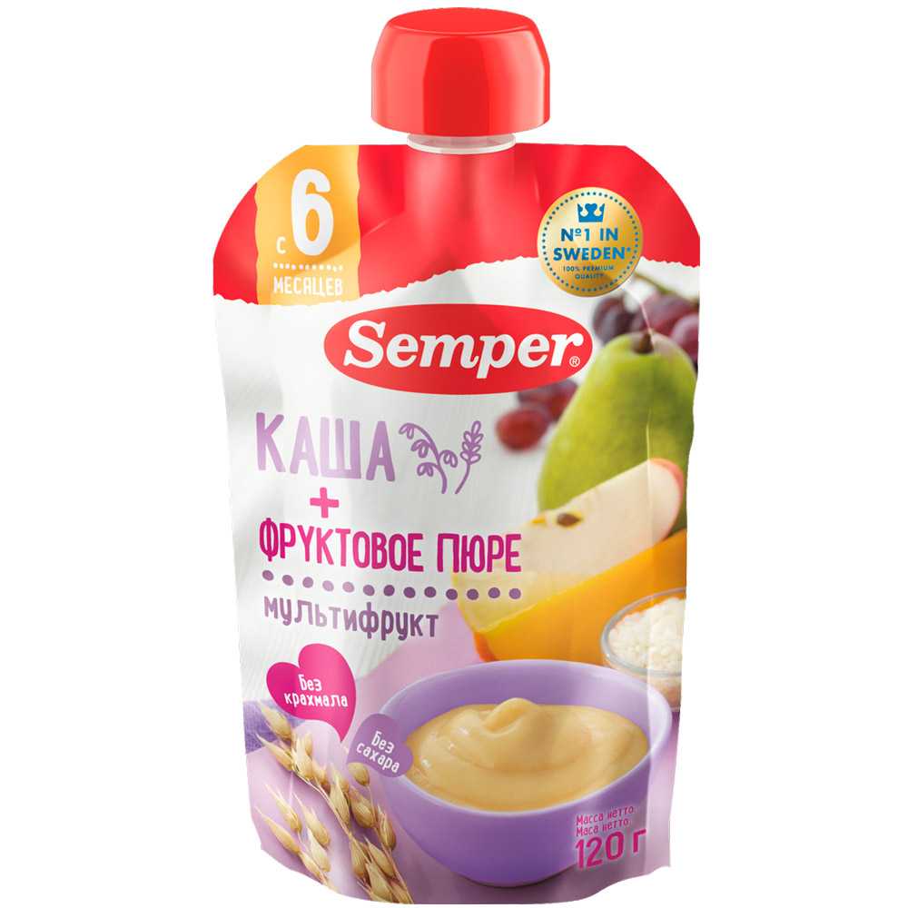 Semper Пюре Каша + фр. пюре мультифрукт 120г с 6 мес.