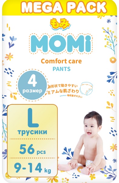 Трусики-подгузники для детей MOMI Comfort Care L56 ( 9-14 кг ) 56 шт