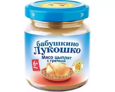 Бабушкино лукошко Пюре мясо цыплят с гречкой 100г с 6мес.