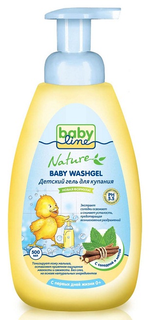 BABY LINE Детский гель для купания с солодкой и мятой 0М+ 500мл