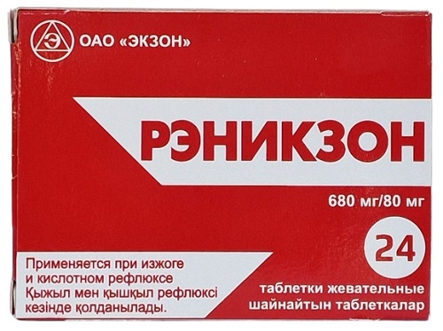 Рэникзон табл. жев. 680 мг/80 мг №24 ( кальция карбонат, магния карбонат ) (Упаковка)