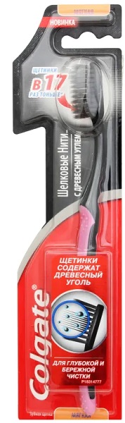 Зубная щетка COLGATE Шелковые нити с древесным углем