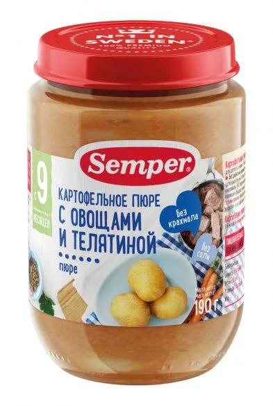 Semper Пюре Картофельное пюре с овощами и телятиной 190г ст. с 9 месяцев.