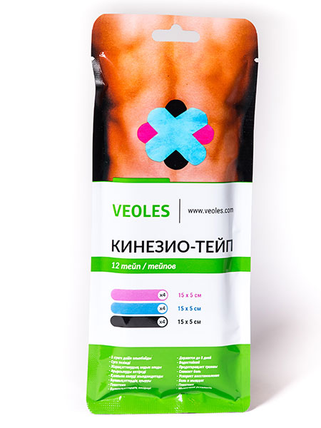 Кинезио Тейп VEOLES 12шт / 15см*5см