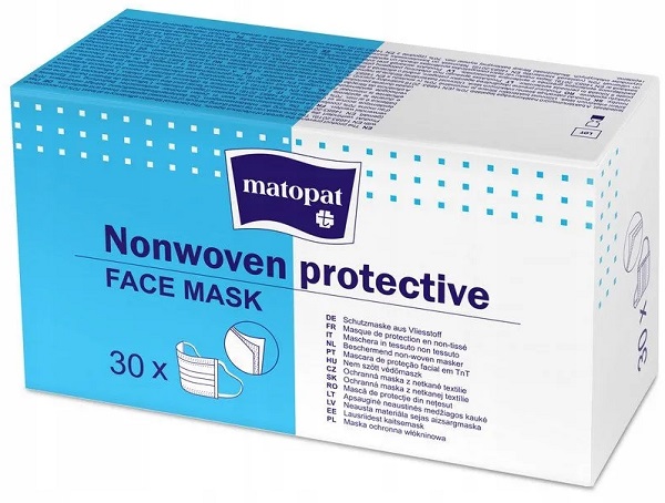Маска Защитная трехслойная MATOPAT 30шт (Упаковка)