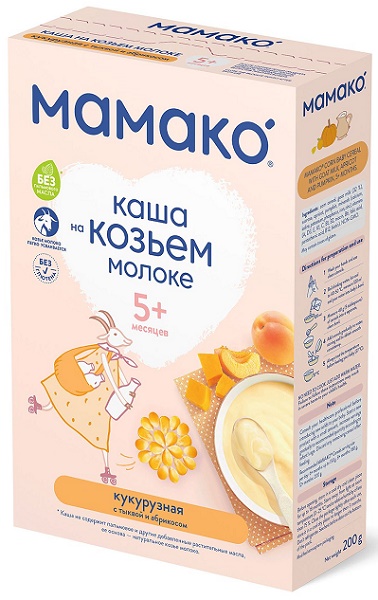 Мамако Каша Кукурузная Тыква Абрикос 200г на козьем молоке с 5 мес.
