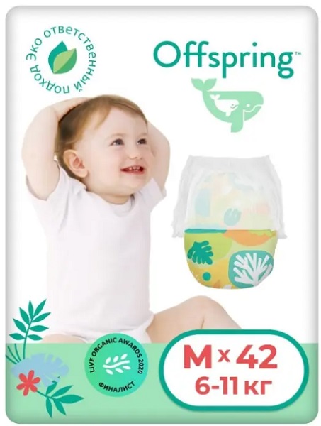 Offspring трусики подгузники для детей Лес M (6-11кг) 42 шт