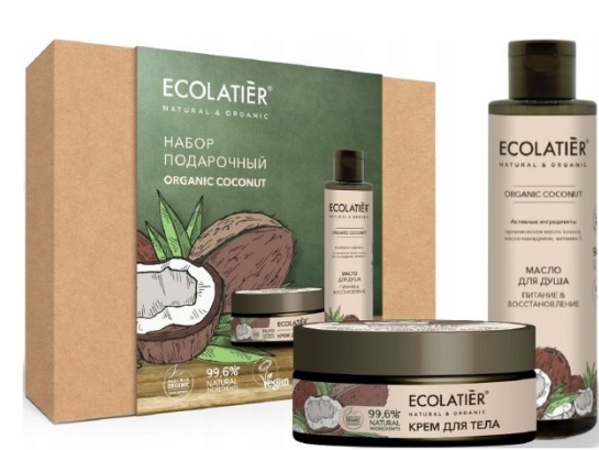 Подарочный набор Coconut гель для душа и крем для тела ECOLATIER