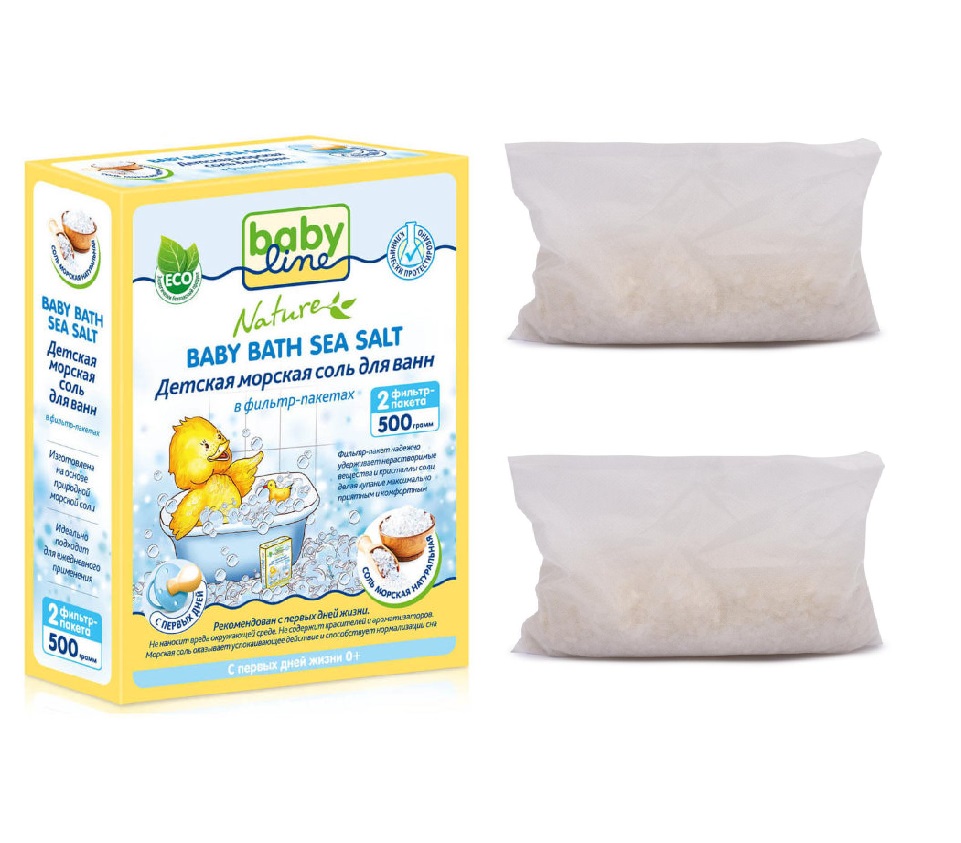BABY LINE Детская морская соль для ванн 0М+ 500г(2х250г)