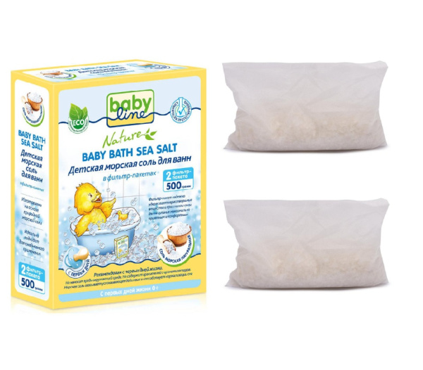 BABY LINE Детская морская соль для ванн 0М+ 500г(2х250г)