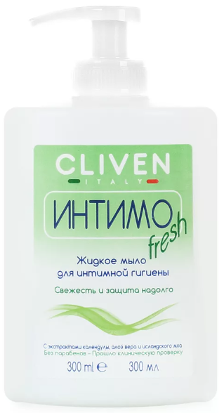 CLIVEN Жидкое мыло для интимной гигиены 300 мл Fresh