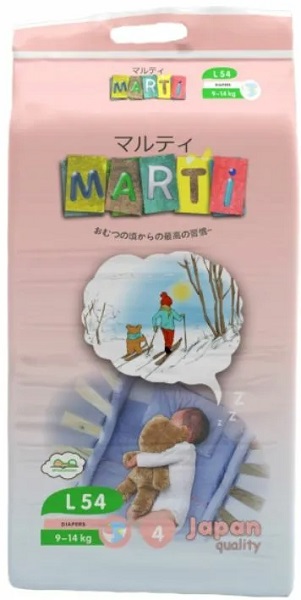 Подгузники для детей MARTI L54 ( 9-14кг ) 54шт