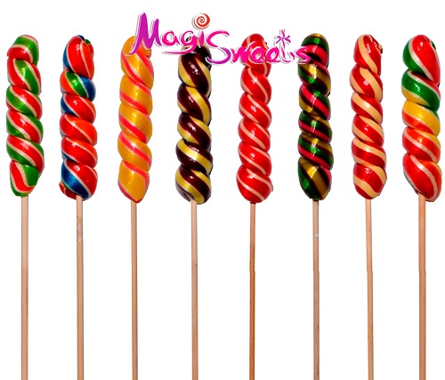 Карамель на палочке MAGIC SWEETS Спираль Ассорти 15 гр #