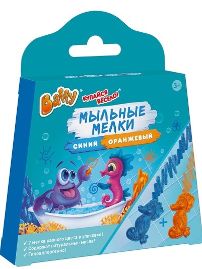 Baffy Мыльные мелки для купания в ванной оранжевый и синий 2шт