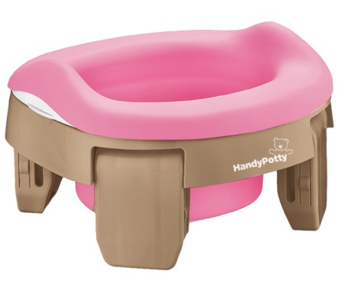 Горшок ROXY KIDS Handy Potty Дорожный горшок и насадка на унитаз 3в1 12м+ Бежево/розовый