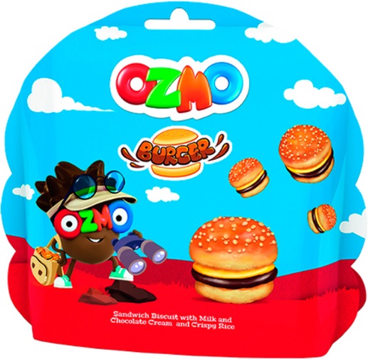 Ozmo Burger сэндвич с молочным и шоколадным кремом и рисовыми шариками 40 г