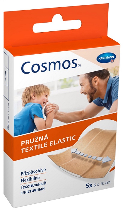 Лейкопластырь Бактерицидный COSMOS Тканевой Эластичный 6*10 ( 5 шт ) HARTMANN (Упаковка)
