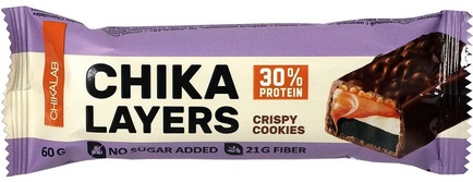 CHIKALAB Батончик глазированный Layers Хруст.печенья с дв.шок. 60г