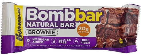Bombbar Батончик Протеиновый неглазир. Брауни 60г.